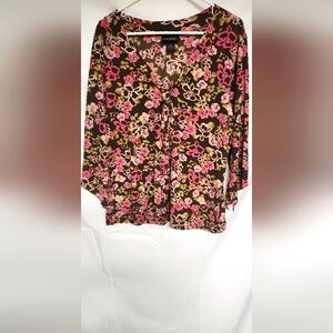 Lane Bryant Black and Pink Boxy Blouse